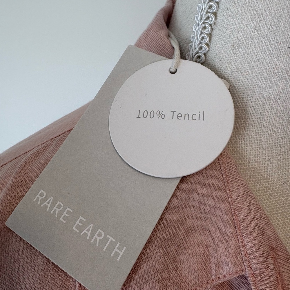 Rare Earth Hallie Double Pocket Safari Shirt Dusty Pink 100% Tencel Size 6 NWT - Picture 5 of 10